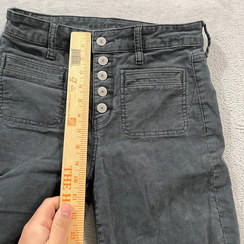 American Eagle Corduroy Pants Womens 4 Short Super High Rise Flare Cowgirl Y2k - Picture 6 of 9